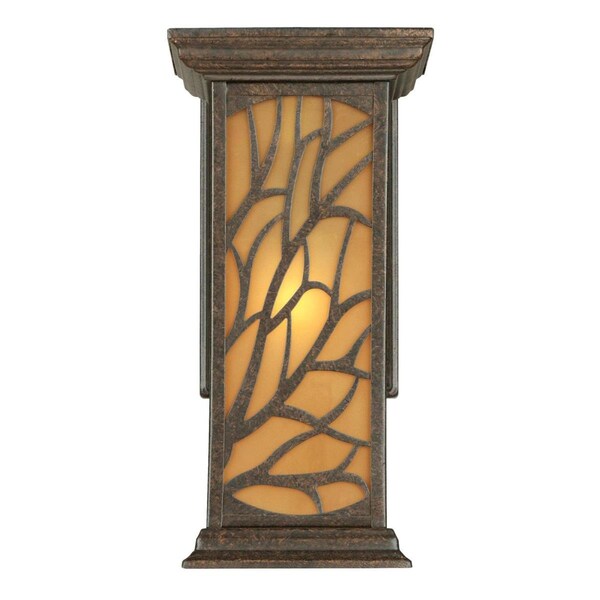 Westinghouse Fixture Wall Outdoor 60W Glassenwillow, Victorian Brnz Amber Frosted Glass 6315000 - main
